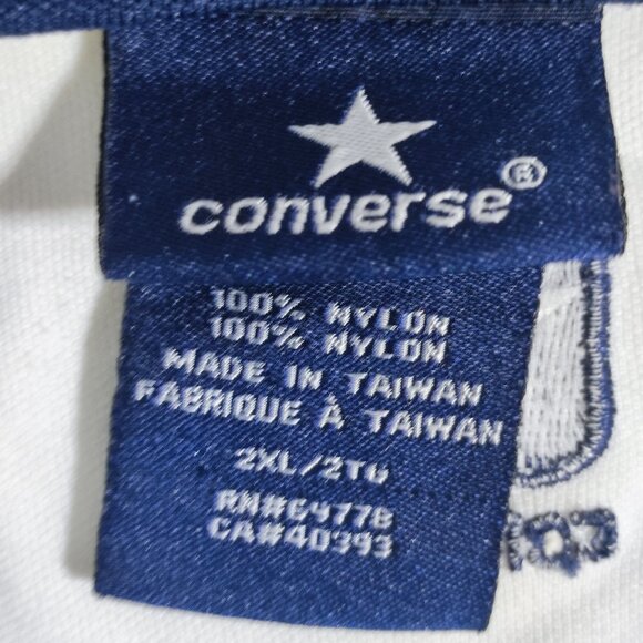 Converse All Star 1/4 zip up collar short sleeve shirt men's size 2XL white blue - Picture 7 of 11